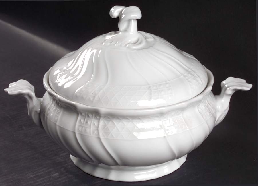 Dresden All White Round Covered Vegetable by Hutschenreuther-1