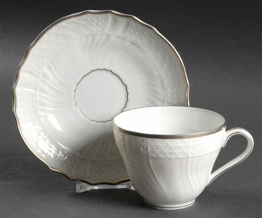 Dresden Platinum Flat Cup & Saucer Set by Hutschenreuther-1