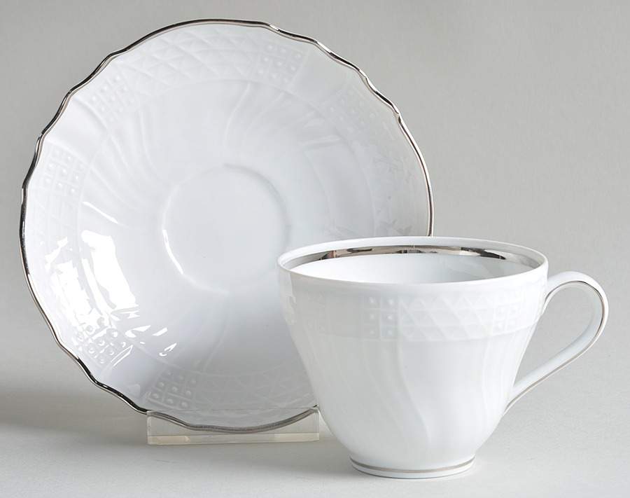Dresden Platinum Flat Cup & Saucer Set by Hutschenreuther-1