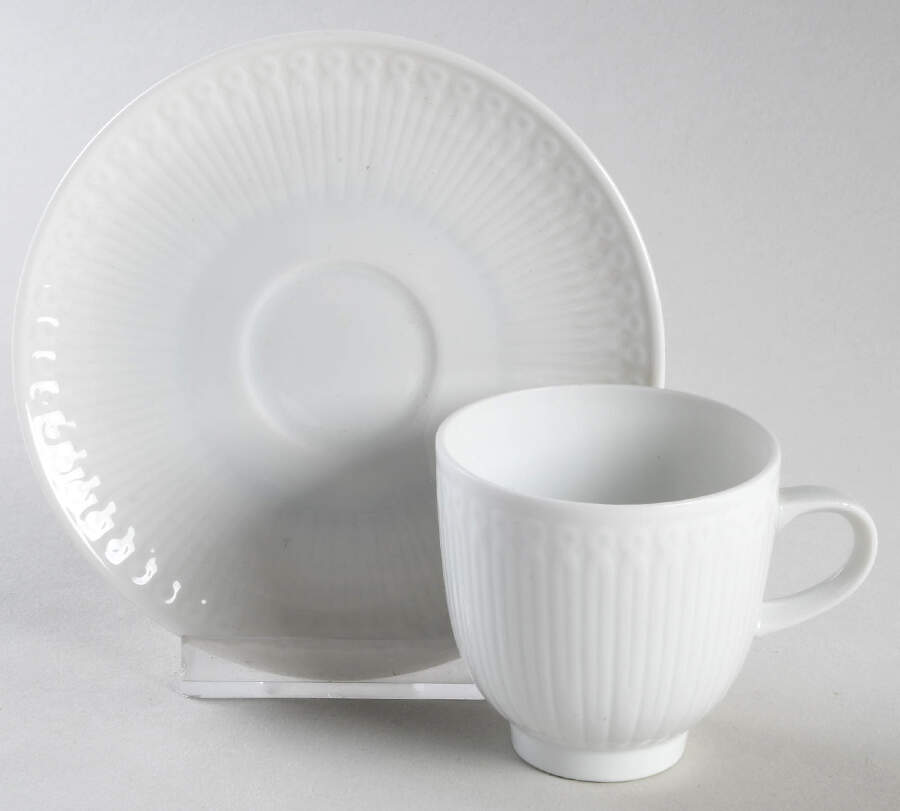 Elite White Footed Demitasse Cup & Saucer Set by Hutschenreuther-1