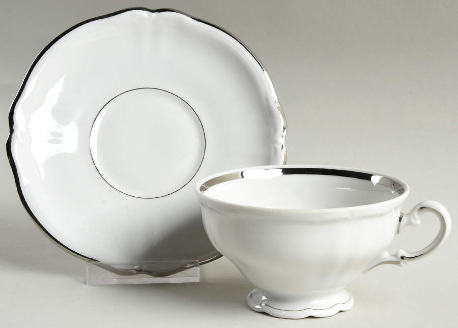 Empress Platinum Footed Cup & Saucer Set by Hutschenreuther-1
