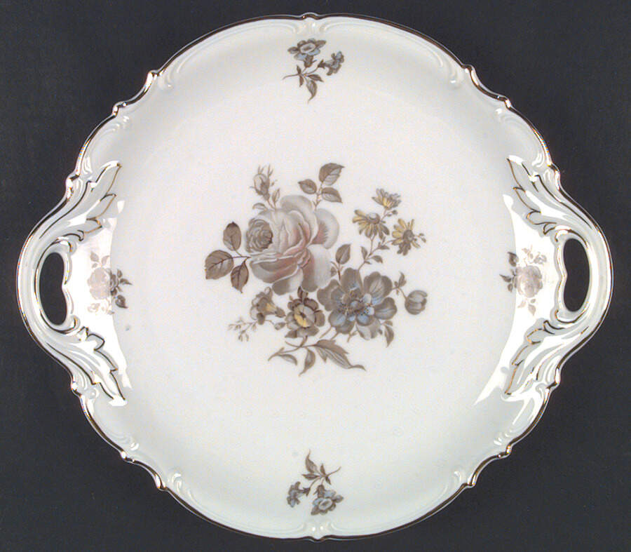 Empire Rose Handled Cake Plate by Hutschenreuther-1