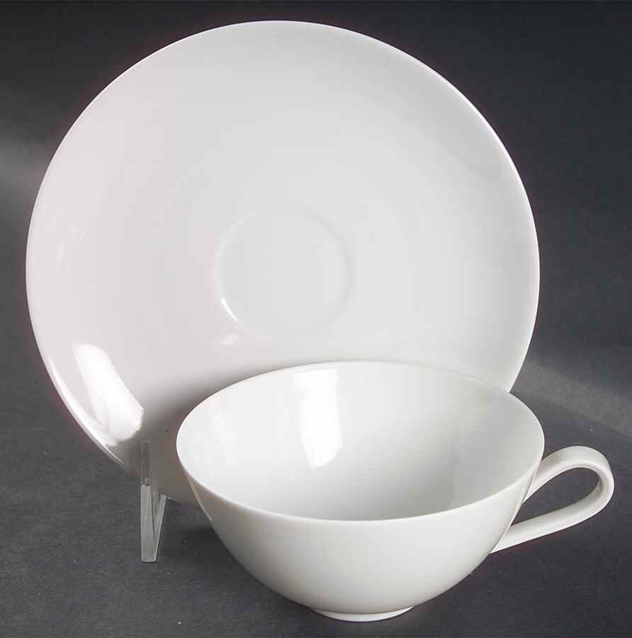 Favorit (Undecorated) Flat Cup & Saucer Set by Hutschenreuther-1