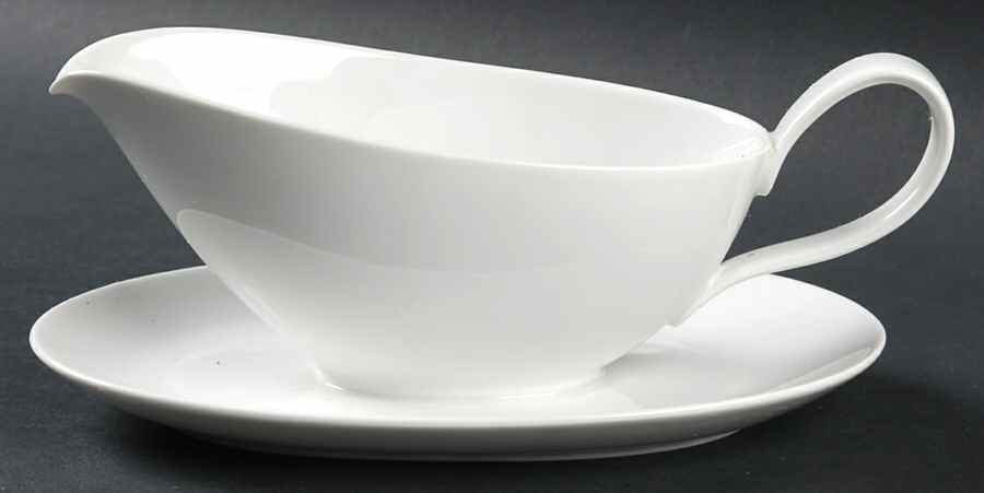 Favorit (Undecorated) Gravy Boat with Attached Underplate by Hutschenreuther-1