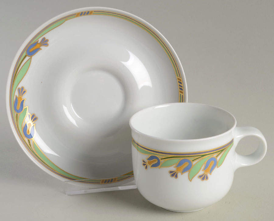 Firenze (Tavola, Older) Flat Cup & Saucer Set by Hutschenreuther-1