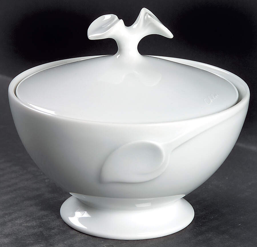 Fleuron White Sugar Bowl & Lid by Hutschenreuther-1