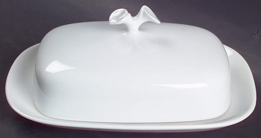 Fleuron White Square Covered Butter by Hutschenreuther-1