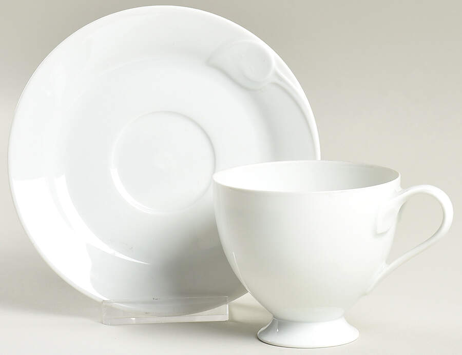 Fleuron White Footed Cup & Saucer Set by Hutschenreuther-1