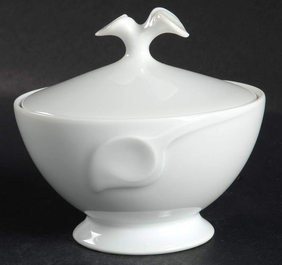 Fleuron White Mini Sugar Bowl & Lid by Hutschenreuther-1