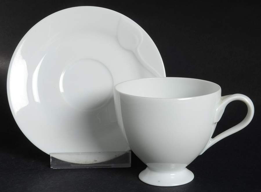 Fleuron White Footed Demitasse Cup & Saucer Set by Hutschenreuther-1