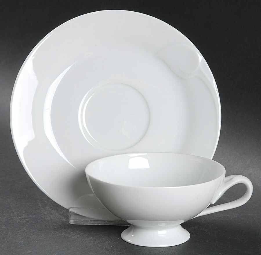 Fleuron White Footed Cup & Saucer Set by Hutschenreuther-1