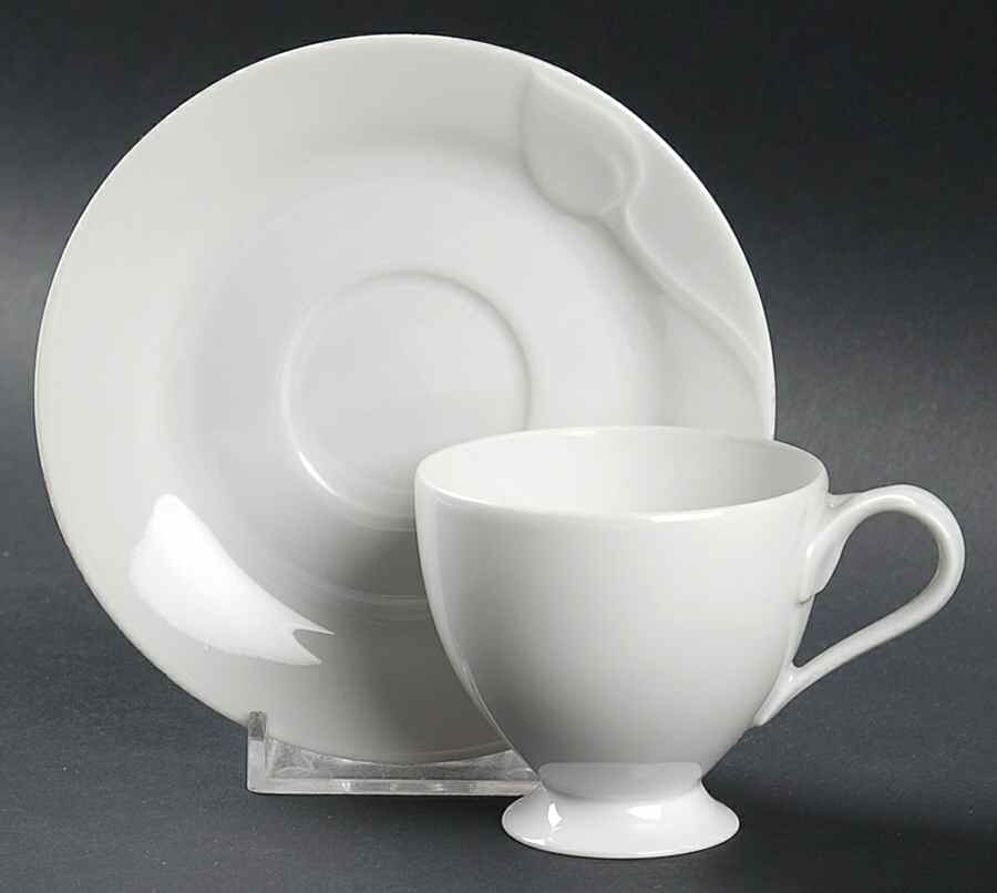 Fleuron White Footed Demitasse Cup & Saucer Set by Hutschenreuther-1