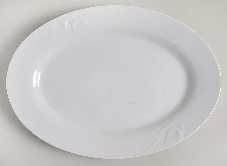 Fleuron White 15" Oval Serving Platter by Hutschenreuther-1