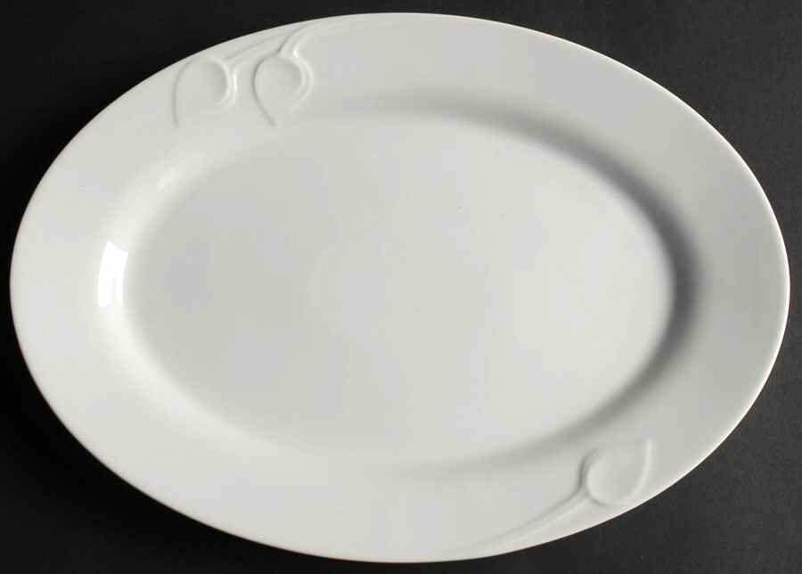 Fleuron White 13" Oval Serving Platter by Hutschenreuther-1