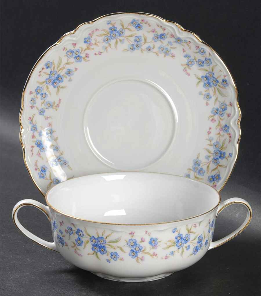 Forget Me Not Flat Cream Soup Bowl & Saucer Set by Hutschenreuther-1