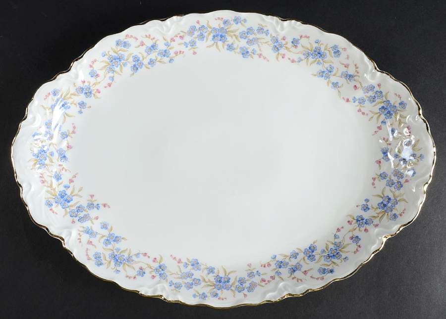 Forget Me Not 13" Oval Serving Platter by Hutschenreuther-1