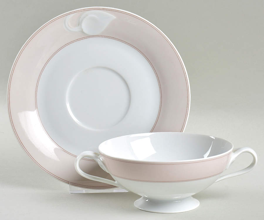 Fontaine Footed Cream Soup Bowl & Saucer Set by Hutschenreuther-1