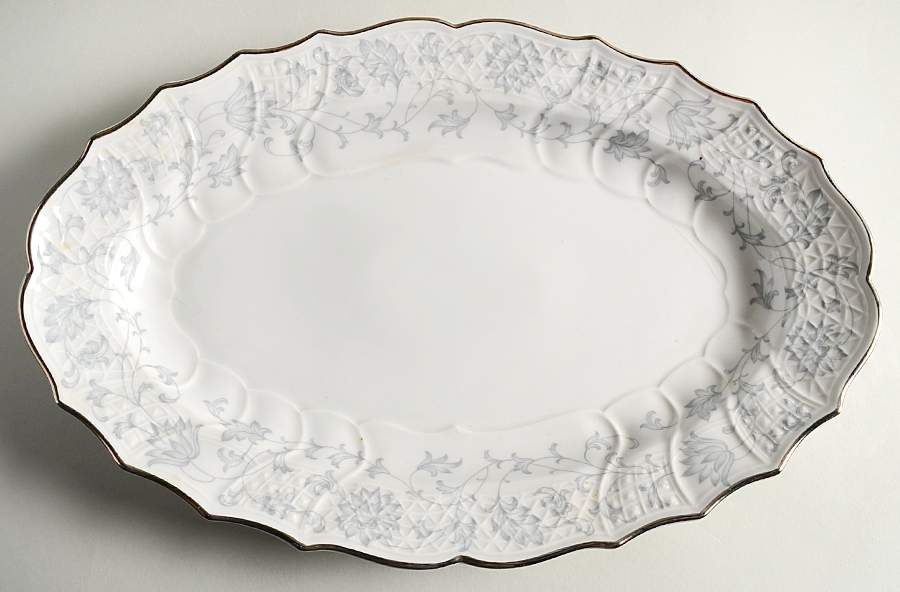 Gray Lace 15" Oval Serving Platter by Hutschenreuther-1