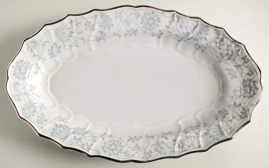 Gray Lace 11" Oval Serving Platter by Hutschenreuther-1