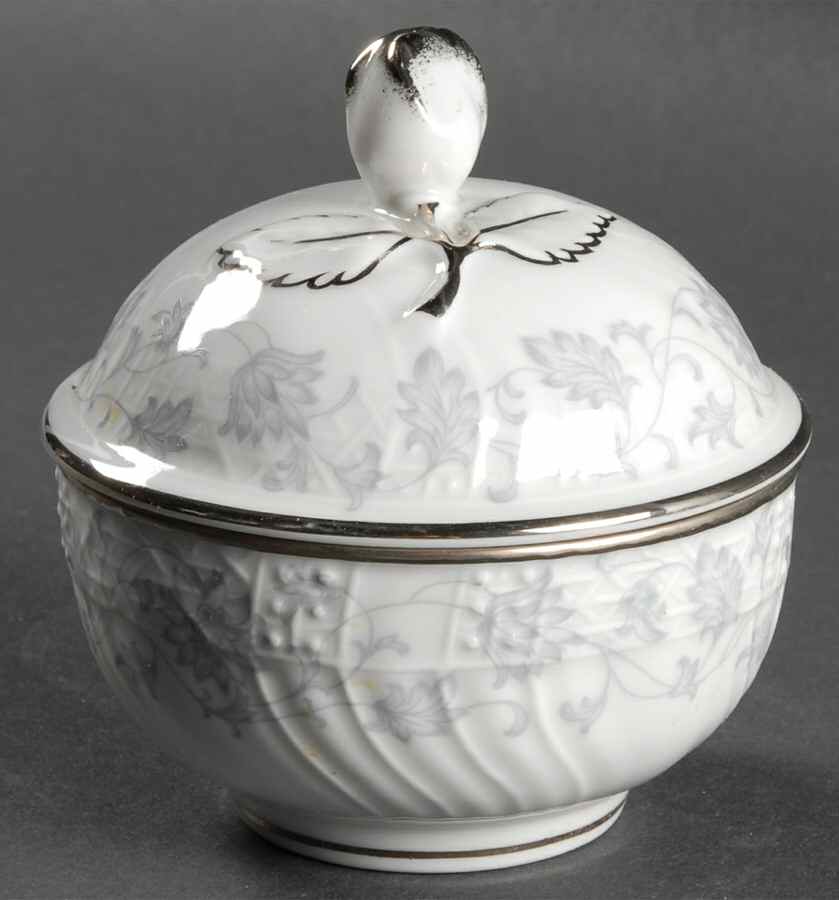 Gray Lace Sugar Bowl & Lid by Hutschenreuther-1
