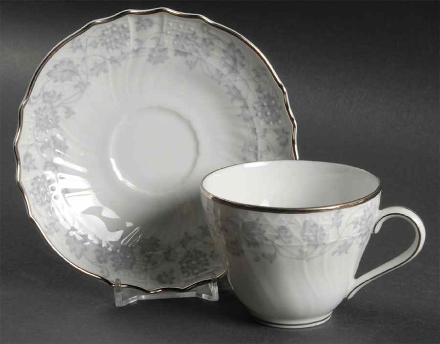 Gray Lace Flat Cup & Saucer Set by Hutschenreuther-1