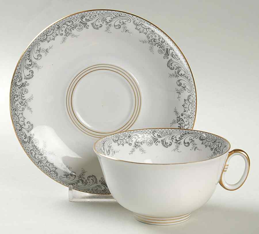 Grey Lace Flat Cup & Saucer Set by Hutschenreuther-1