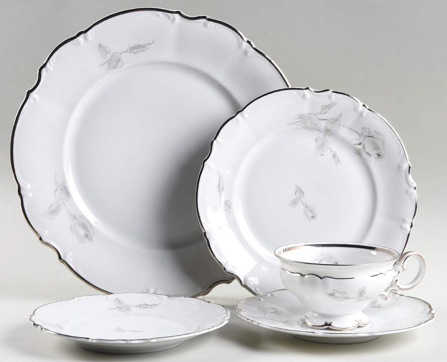 Gray Rose 5 Piece Place Setting by Hutschenreuther-1
