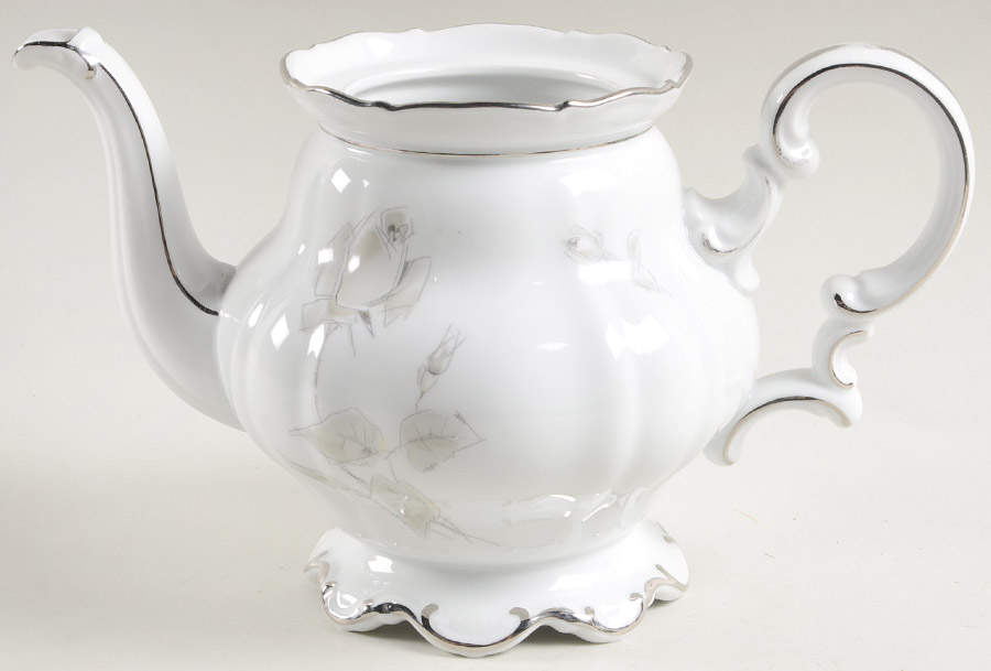 Gray Rose Teapot No Lid by Hutschenreuther-1