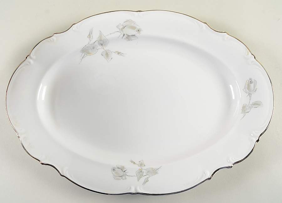 Gray Rose 16" Oval Serving Platter by Hutschenreuther-1