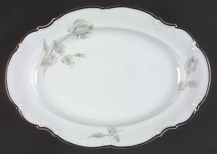 Gray Rose 12" Oval Serving Platter by Hutschenreuther-1