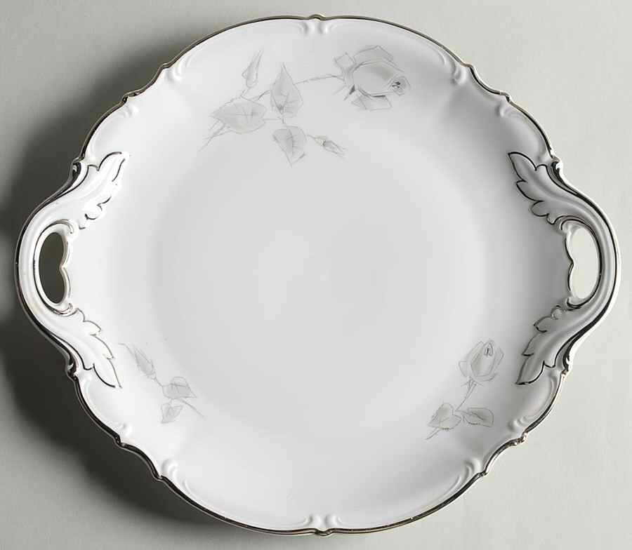 Gray Rose Handled Cake Plate by Hutschenreuther-1