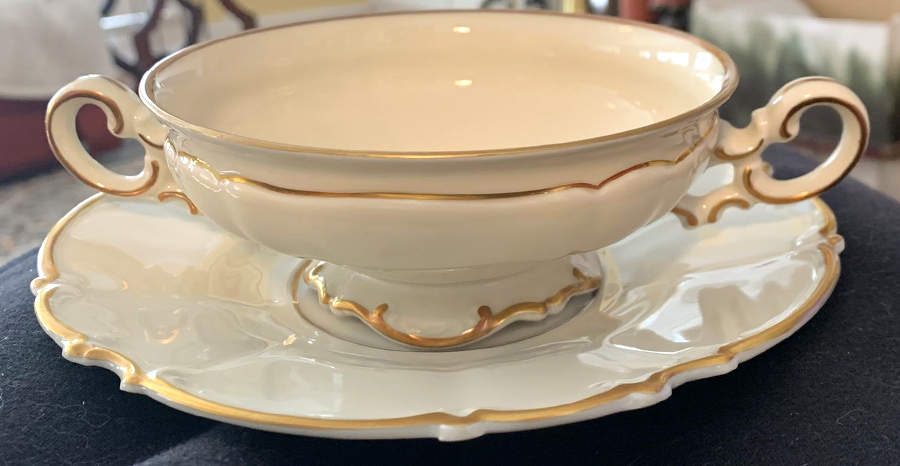 Hamilton Footed Cream Soup Bowl & Saucer Set by Hutschenreuther-1