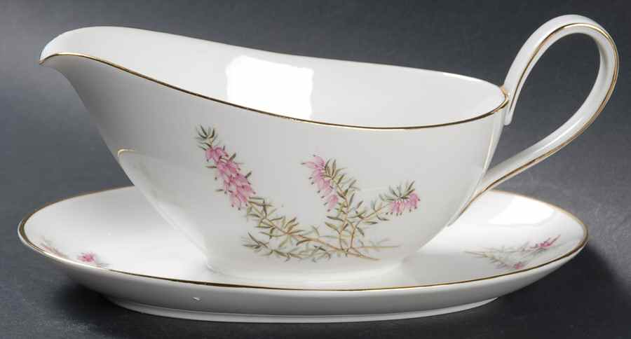 Heather White Gravy Boat with Attached Underplate by Hutschenreuther-1