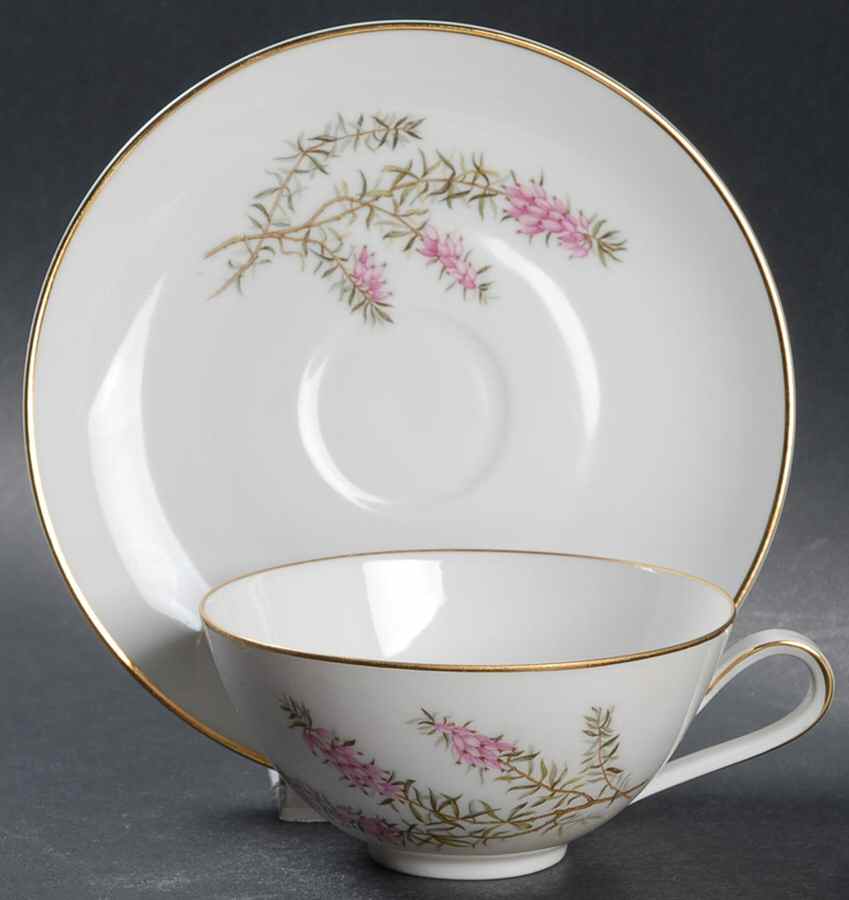 Heather White Flat Cup & Saucer Set by Hutschenreuther-1