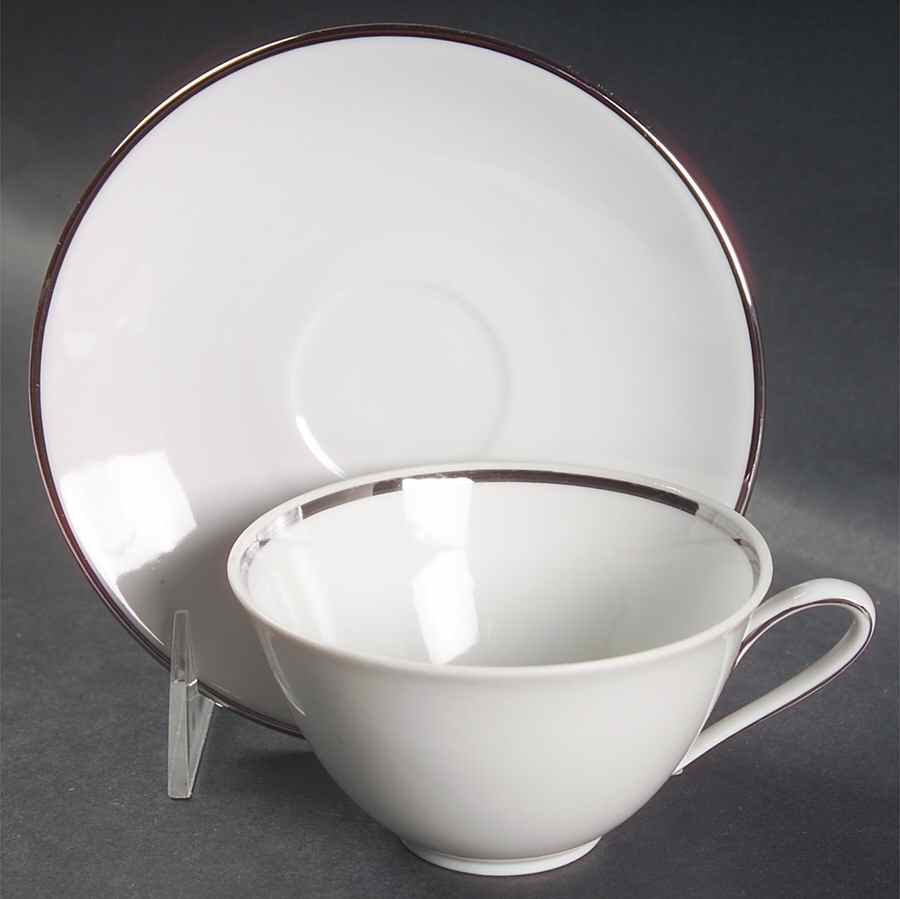 Heirloom Platinum Flat Cup & Saucer Set by Hutschenreuther-1