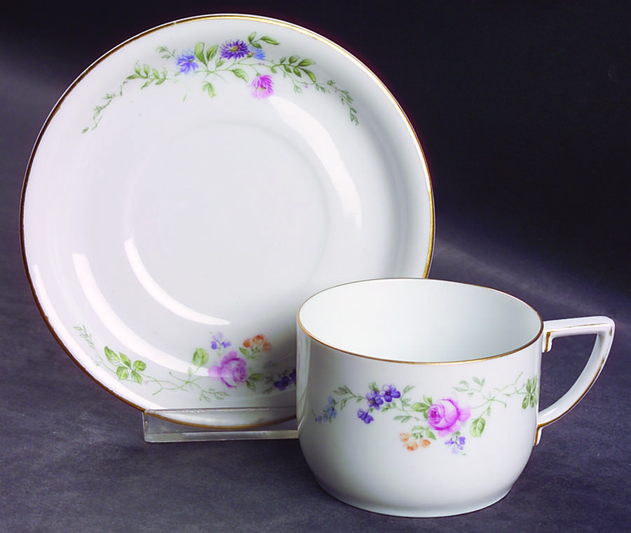 HUT12 (WHITE) Flat Cup & Saucer Set by Hutschenreuther-1