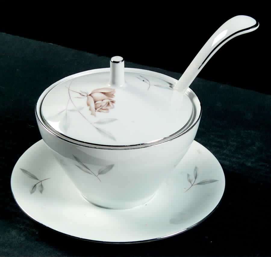 Huntington Rose Gravy Boat w/Attached Underplate & Lid by Hutschenreuther-1
