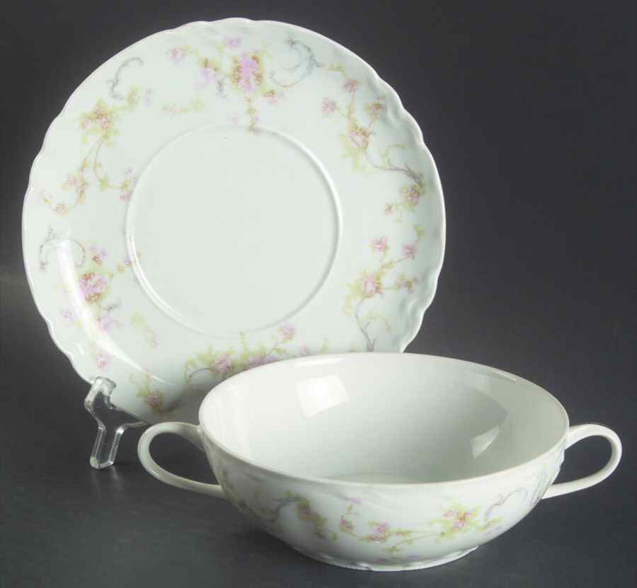 HUT23 Flat Cream Soup Bowl & Saucer Set by Hutschenreuther-1