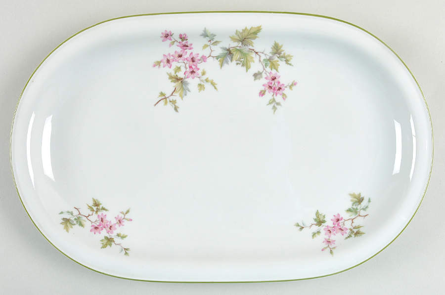 HUT2 (Green Trim) 12" Oblong Serving Platter by Hutschenreuther-1