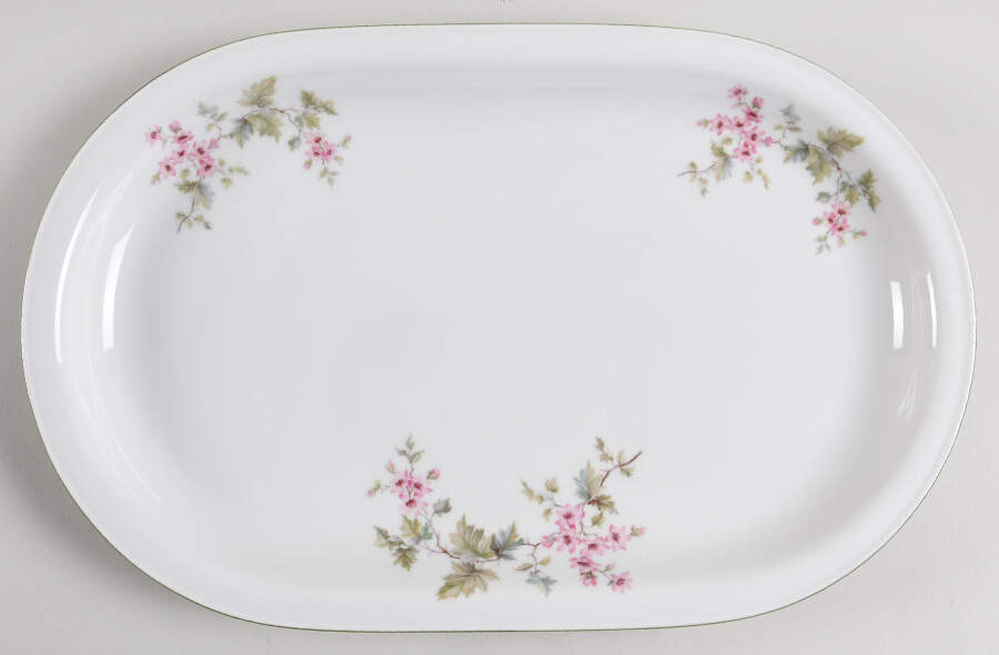 HUT2 (Green Trim) 14" Oval Serving Platter by Hutschenreuther-1