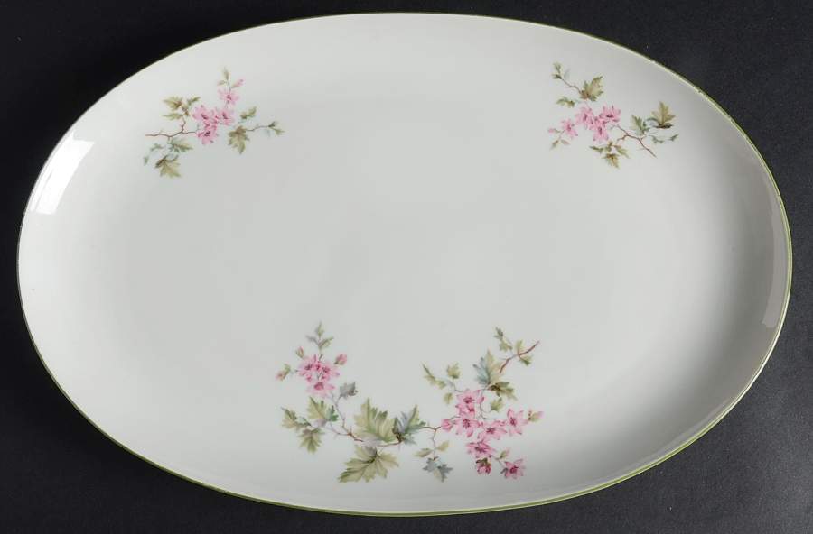 HUT2 (Green Trim) 12" Oval Serving Platter by Hutschenreuther-1