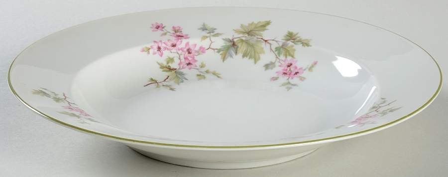 HUT2 (Green Trim) Large Rim Soup Bowl by Hutschenreuther-1