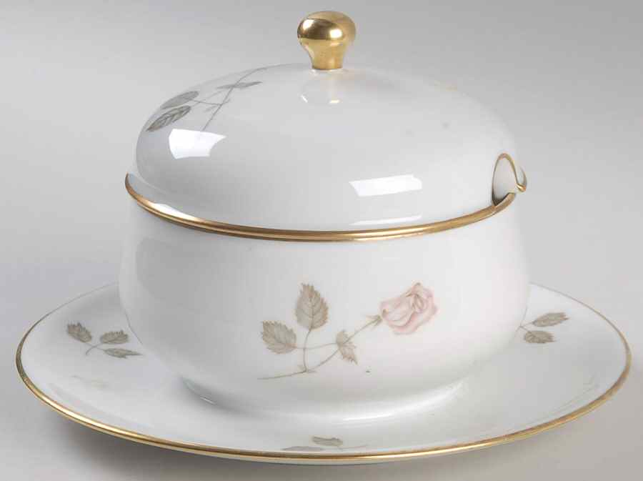 Rose Gravy Boat w/Attached Underplate & Lid by Hutschenreuther-1