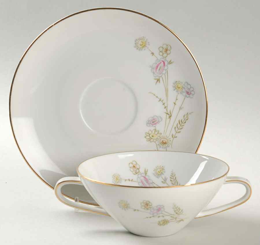HUT470 Flat Cream Soup Bowl & Saucer Set by Hutschenreuther-1