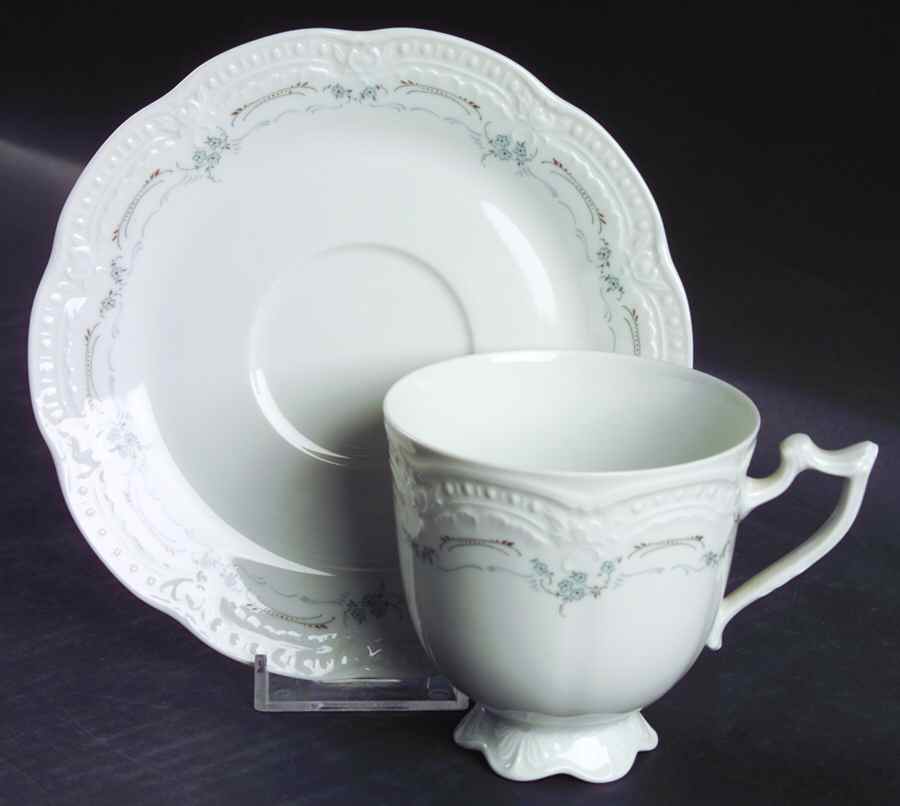 Iris Footed Cup & Saucer Set by Hutschenreuther-1
