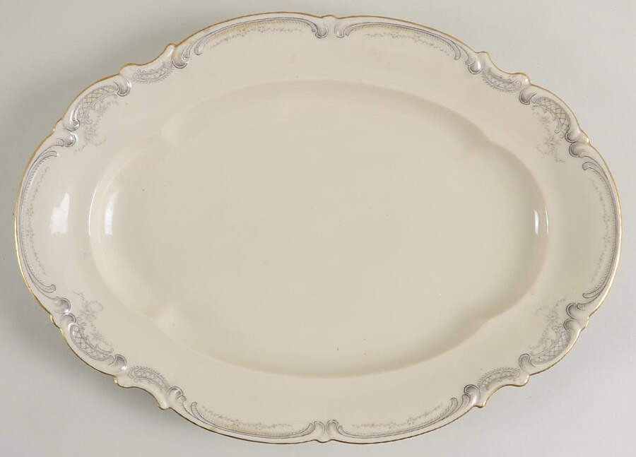 Lorelei Loreley (Gold, White) 13" Oval Serving Platter by Hutschenreuther-1