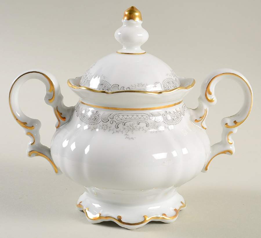 Lorelei Loreley (Gold, White) Sugar Bowl & Lid by Hutschenreuther-1