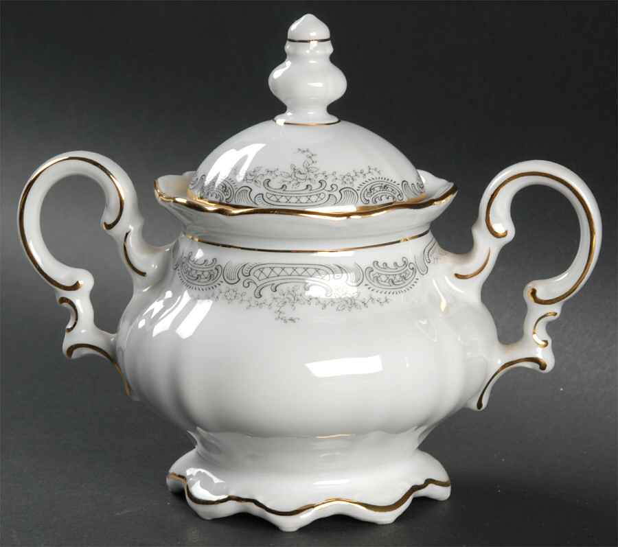 Lorelei Loreley (Gold, White) Sugar Bowl & Lid by Hutschenreuther-1