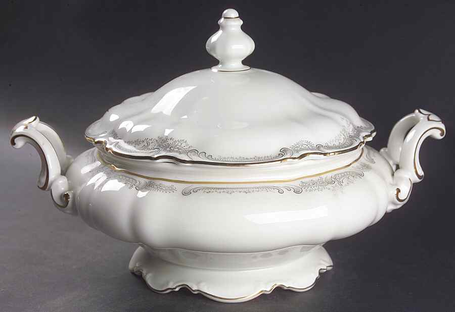 Lorelei Loreley (Gold, White) Round Covered Vegetable by Hutschenreuther-1