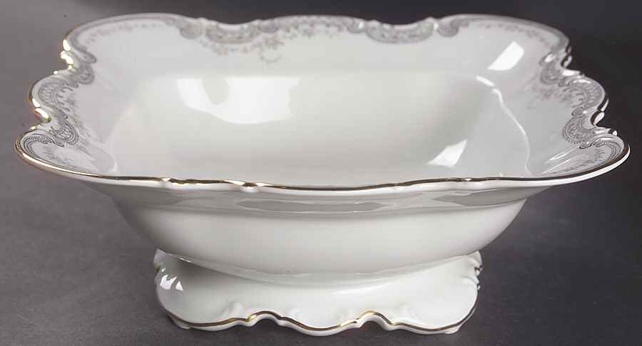 Lorelei Loreley (Gold, White) 8" Square Vegetable Bowl by Hutschenreuther-1